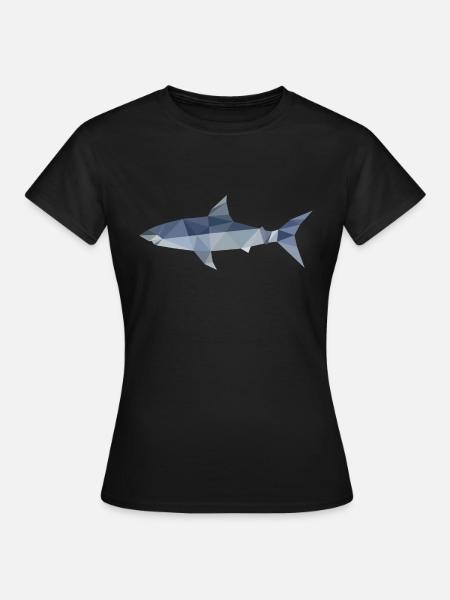 Polygon Hai - Frauen T-Shirt - Schwarz
