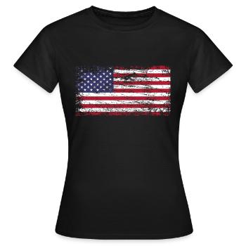 Flagge von United States of America USA - Frauen T-Shirt - Schwarz - Vorne - AI Model Female 172 dark (172cm)