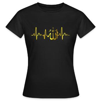 Allah Islam Muslim Islamic Heartbeat - Women's T-Shirt - black - Front - AI Model Female 172 dark (172cm)