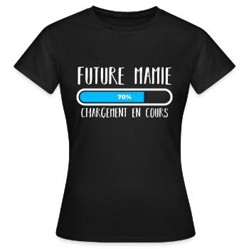 Future mamie 70% chargement blanc - T-shirt Femme - noir - Devant - AI Model Female 172 dark (172cm)