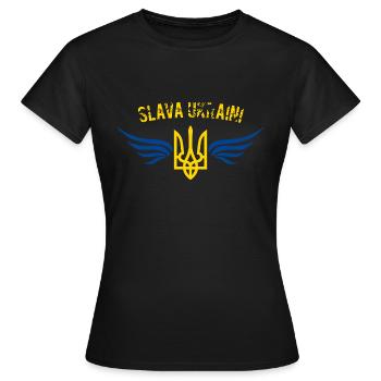 Ukraine Ruhm und Ehre - Frauen T-Shirt - Schwarz - Vorne - AI Model Female 172 dark (172cm)