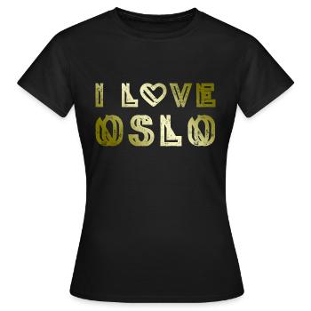 J’aime Oslo - T-shirt Femme - noir - Devant - AI Model Female 172 dark (172cm)