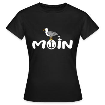 Moin Möwe - Frauen T-Shirt - Schwarz - Vorne - AI Model Female 172 dark (172cm)