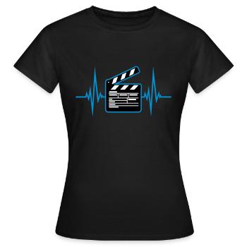 Herzschlag Kino Filmklappe Regie - Frauen T-Shirt - Schwarz - Vorne - AI Model Female 172 dark (172cm)