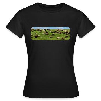 Troupeau de moutons en pâturage - T-shirt Femme - noir - Devant - AI Model Female 172 dark (172cm)