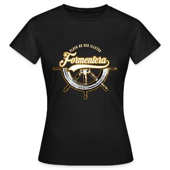 Formentera Spanien Mittelmeer Bootstour Reisen - Frauen T-Shirt - Schwarz - Vorne - AI Model Female 172 dark (172cm)