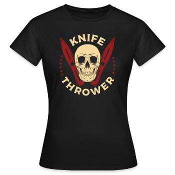Design squelette de lancer de couteau - T-shirt Femme - noir - Devant - AI Model Female 172 dark (172cm)