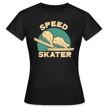 Speed skating skater designs - Women's T-Shirt - black - Front - AI Model Female 172 dark (172cm)