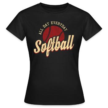 Softball - Frauen T-Shirt - Schwarz - Vorne - AI Model Female 172 dark (172cm)