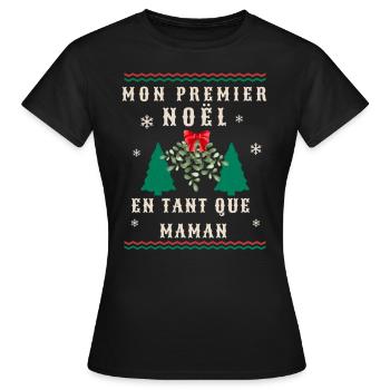 MEIN ERSTES WEIHNACHTEN ALS MUTTER FRAUEN T-SHIRT - Frauen T-Shirt - Schwarz - Vorne - AI Model Female 172 dark (172cm)
