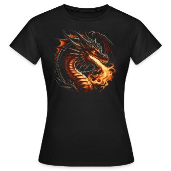 Feuerdrache Fantasy - Frauen T-Shirt - Schwarz - Vorne - AI Model Female 172 dark (172cm)