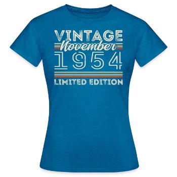 novembre 1954 Anniversaire né en novembre 1954 - T-shirt Femme - bleu saphir antique chiné - Devant - AI Model Female 172 dark (172cm)