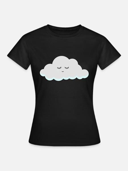 Schlaf Wolke mit Wimpern - Frauen T-Shirt - Schwarz