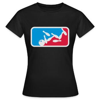 sport design hit bowling pins overturn strike spor - Women's T-Shirt - black - Front - AI Model Female 172 dark (172cm)