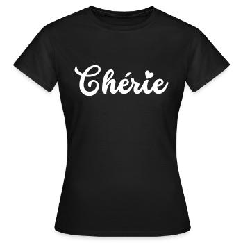chérie - T-shirt Femme - noir - Devant - AI Model Female 172 dark (172cm)