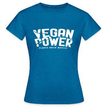 Vegan Power - Women's T-Shirt - antique blue sapphire heather - Front - AI Model Female 172 dark (172cm)