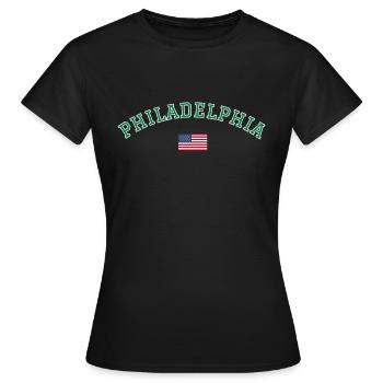 Philadelphia, America, USA - Women's T-Shirt - black - Front - AI Model Female 172 dark (172cm)