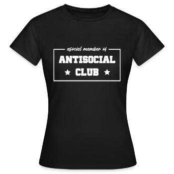 antisocial - Membre asocial du Club Asocial - T-shirt Femme - noir - Devant - AI Model Female 172 dark (172cm)