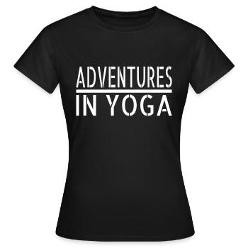 Quote Happy Yoga Poses Adventure Yoga Benefits - Women's T-Shirt - black - Front - AI Model Female 172 dark (172cm)