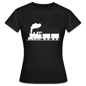 Dampflokomotive - Frauen T-Shirt - Schwarz - Vorne - AI Model Female 172 dark (172cm)