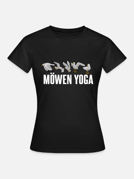 Möwen Yoga - Frauen T-Shirt - Schwarz