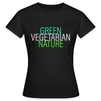 grün - vegetarisch - Natur - Frauen T-Shirt - Schwarz - Vorne - AI Model Female 172 dark (172cm)