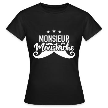 Monsieur Moustache - T-shirt Femme - noir - Devant - AI Model Female 172 dark (172cm)