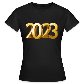 Fête du Nouvel An 2023 Or - T-shirt Femme - noir - Devant - AI Model Female 172 dark (172cm)