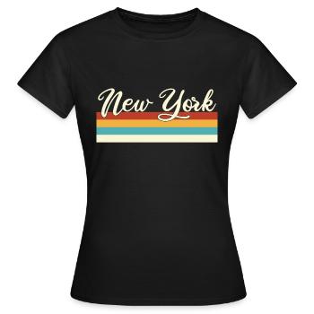 New York City - Big Apple - Manhattan - Retro - Frauen T-Shirt - Schwarz - Vorne - AI Model Female 172 dark (172cm)