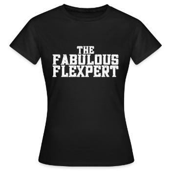 Flexpert Gym Clothing Muscle Enthusiasts Workout - Frauen T-Shirt - Schwarz - Vorne - AI Model Female 172 dark (172cm)