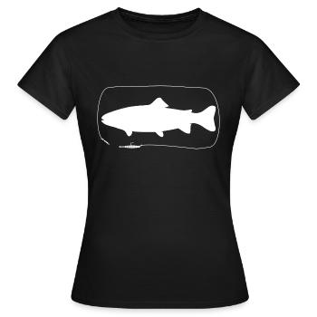Truite avec leurre souple - T-shirt Femme - noir - Devant - AI Model Female 172 dark (172cm)