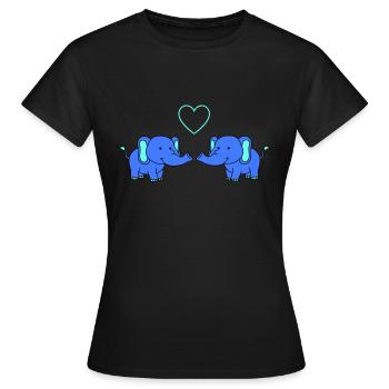 elefanten verliebt - Frauen T-Shirt - Schwarz - Vorne - AI Model Female 172 dark (172cm)