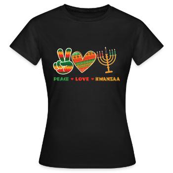 Peace Love Kwanzaa - African Pride Heritage - Women's T-Shirt - black - Front - AI Model Female 172 dark (172cm)