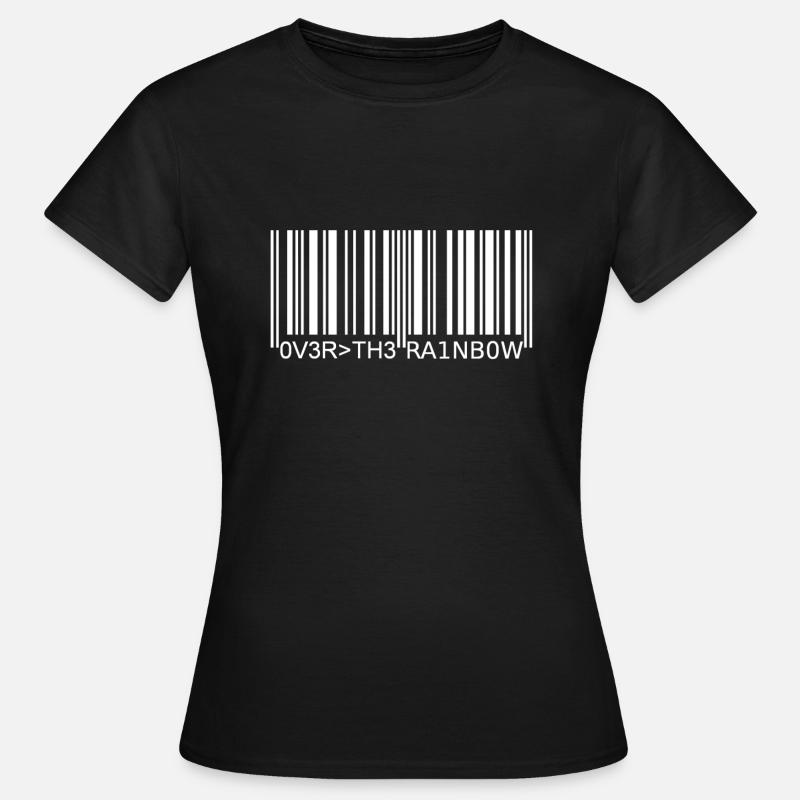 Stregkode hvid - Dame-T-shirt - sort