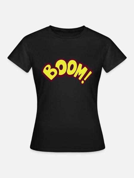 boom geek gamer fun quote gaming comics - T-shirt Femme - noir