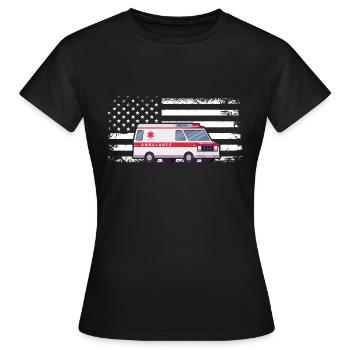 Ambulance Drapeau Ambulance Parademic EMT - T-shirt Femme - noir - Devant - AI Model Female 172 dark (172cm)