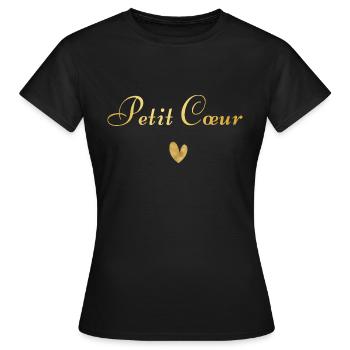 Petit coeur - T-shirt Femme - noir - Devant - AI Model Female 172 dark (172cm)