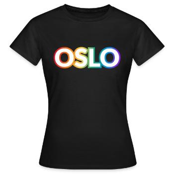 OSLO RAINBOW HAPPY PRIDE - T-shirt Femme - noir - Devant - AI Model Female 172 dark (172cm)
