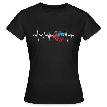 Betta Fish Heartbeat - Akwarystyka - Koszulka damska - czarny - Przód - AI Model Female 172 dark (172cm)