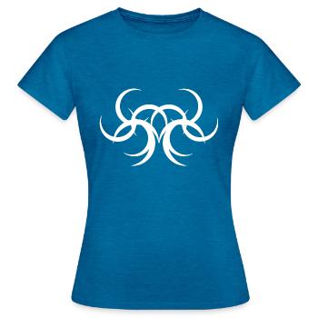 tribal Shirt Unisex - Frauen T-Shirt - Antikblaues Saphir meliert - Vorne - AI Model Female 172 dark (172cm)