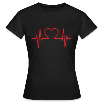 Battement de coeur avec coeur - T-shirt Femme - noir - Devant - AI Model Female 172 dark (172cm)