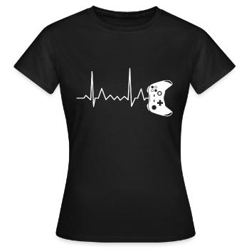 Gamer Gamer Gamepad Contrôleur battement cardiaque ECG Puls - T-shirt Femme - noir - Devant - AI Model Female 172 dark (172cm)