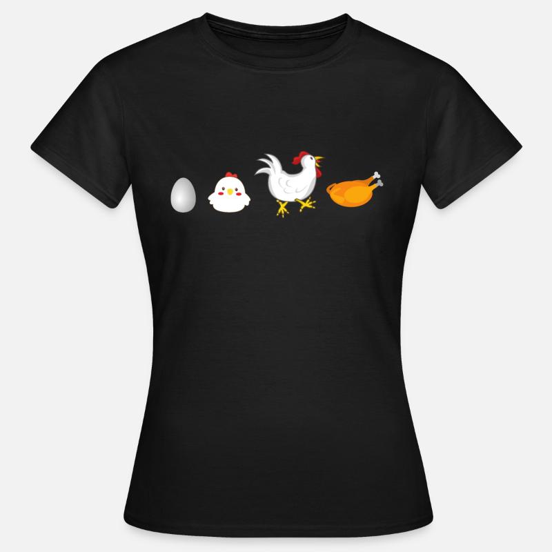 évolution œuf poulet coq poule original - T-shirt Femme - noir
