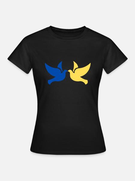 Ukraine Frieden Tauben - Frauen T-Shirt - Schwarz