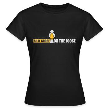 goose on the loose - Women's T-Shirt - black - Front - AI Model Female 172 dark (172cm)