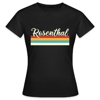 Rosenthal - Pankow - Berlin - Retro - Vintage - Frauen T-Shirt - Schwarz - Vorne - AI Model Female 172 dark (172cm)