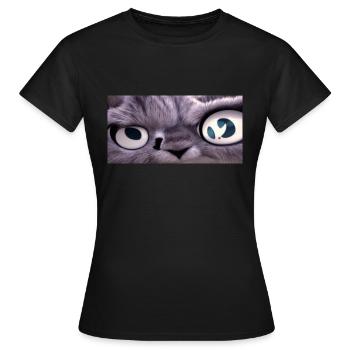 Le chat vous regarde - T-shirt Femme - noir - Devant - AI Model Female 172 dark (172cm)