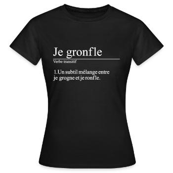 Je gronfle | Subtil mélange - T-shirt Femme - noir - Devant - AI Model Female 172 dark (172cm)