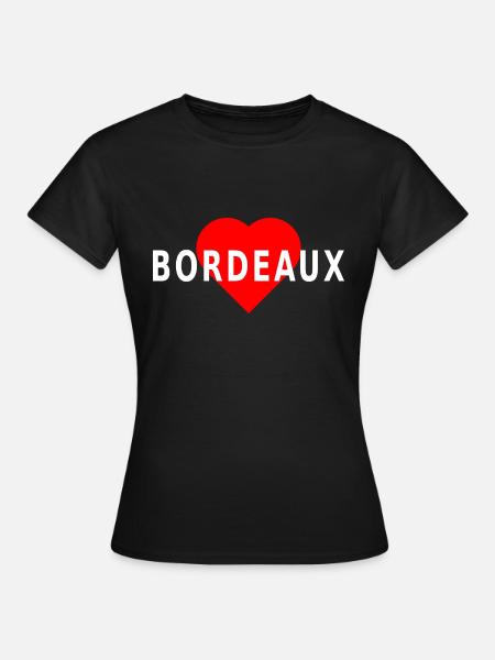 Bordeaux, coeur rouge - Dame-T-shirt - sort