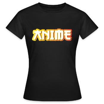 ANIME Schriftzug - Frauen T-Shirt - Schwarz - Vorne - AI Model Female 172 dark (172cm)